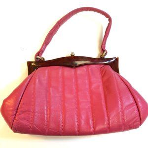 Women Leather Debonair frame quilted pink small purse